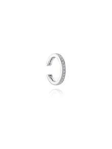 1Pc Semicircular Ring 925 Sterling Silver Moissanite Ear Clip 18K Gold Plated For Women Daily Wear Party Anniversary Valentine's Day Wedding Bridal Jewelry - Silver - View 6