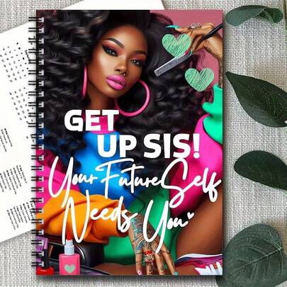 DANPERJI دفتر ملاحظات حلزوني إلهامي واحد، تصميم محفز "قفي، أختي!" مع رسومات حية، 100 صفحة، هدية مثالية للأصدقاء وزملاء العمل والمدرسة ولوازم المكتب، دفتر تأمل ذاتي | تصميم غلاف غريب | تجليد قوي