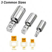 旋转接头套筒适配器通用冲击延长杆方头驱动 1/4 (6.35mm) 3/8 (9.5mm) 1/2 (12.5mm) SAE 头 360 度汽车维修扳手工具 - Swivel Socket Joint Adapter - 查看 7