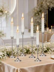 3/6/12/30Pcs Elegant Silver Candle Holders Set, Exquisite Metal Texture Design, Suitable For Taper Candles, Beautiful, Practical And Stable, Ideal For Birthday Parties, Weddings, Fireplace Decor, Dining Room And Home Daily Decoration, Versatile For Multi-Occasions, Easily Enhance Space Ritual Sense, Candles Not Included. - Bell - View 8
