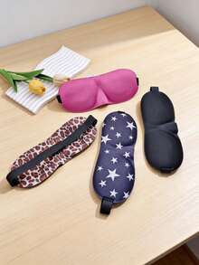 3D立体轮廓睡眠眼罩，柔软眼罩带可调节绑带，时尚印花眼罩，旅行睡眠两用 - Y - 查看 7