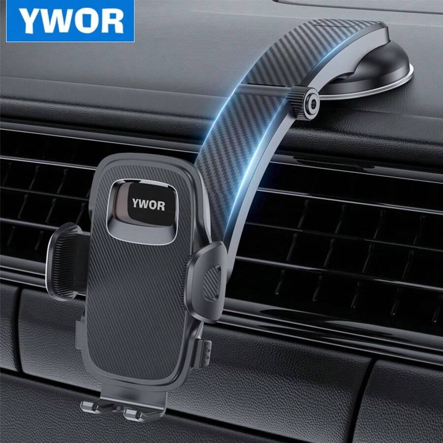 YWOR Pink Car Phone Holder, Universal Phone Mount For Car Dashboard,Super Suction Dash Cellphone Car Mount Stand