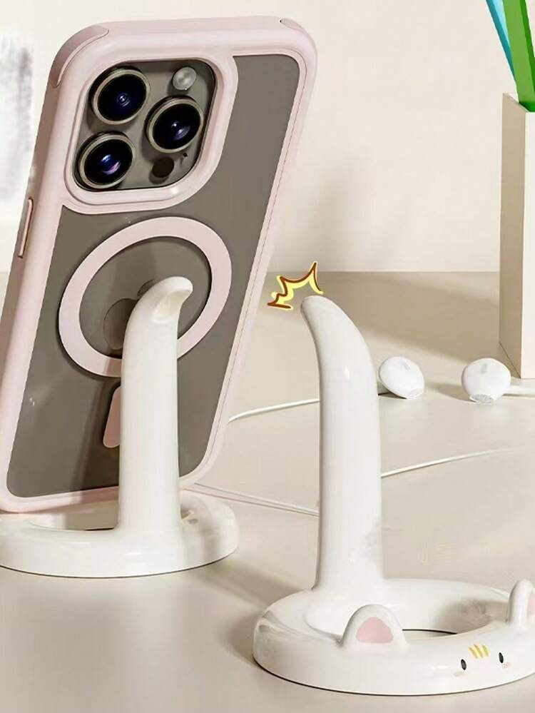 1 chiếc giá đỡ điện thoại sáng tạo, giá đỡ bằng nhựa hình hoạt hình dễ thương, đa năng dùng cho văn phòng phẩm, giá đỡ điện thoại rảnh tay, có thể đặt ngang và dọc, giá đỡ cho người ngồi gù lưng. - 1 giá đỡ cho mèo - Xem 1