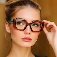 1 Piece Of Stylish Square Glasses - Non-Prescription Retro Glasses, Exquisite Geometric Design, Suitable For Both Men And Women, Modern Retro Fashion Glasses,  Accessory, Unique Eyewear, Decorative Frames, For Fashion Enthusiasts.Includes Cleaning Cloth - 黑色 - 查看 2