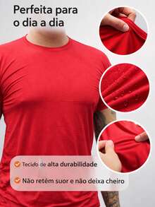 Kit Of 2 Men's Short-Sleeve Dry Fit T-Shirts, DryFit Gym, Running, Sports T-Shirt, CrossFit Fitness, Plain Casual Sportswear, Premium Polyester - 2 紅色 - 查看 2