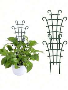[5/10pcs Stackable Trellis Support Rack, Multi-Functional Balcony Ivy Jasmine Climbing Plant Gardening Tool Fixed Rod Plant Grid Rack, Plastic | Stackable, Climbing | Potted Plants | Small | Easy To Use] - Ram's Horn Grid Support - View 3