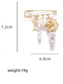 1pc Exaggerated Seashell Tropical Fish Brooch, Ocean Element Waist Cincher Pin - Multicolor - View 3