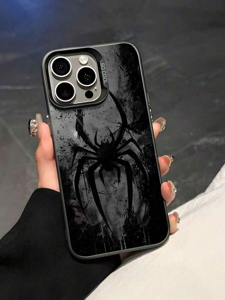 Spider Web Pattern Phone Case, Shockproof Creative Matte Frosted Phone Cover, Holiday Gift For Kids, Compatible With IPhone 11, 12, 13, 14, 15, 16 Pro Max, 17 Pro Max - Fashionable And Durable Design - Grey - View 1