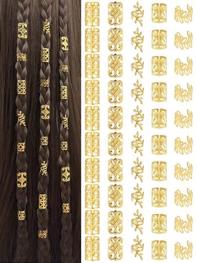 50pcs 5 Styles Adjustable Hair Scrunchies & Clips, Versatile Bohemian Hair Accessories For Men & Women, Suitable For All Seasons