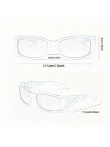 Y2K Floral Embossed Mini Square Fashion Eyeglasses, Suitable For Daily Wear & Parties - 黑色 - 查看 5
