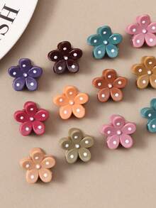 20pcs Muted Polka Dot Flower Mini Hair Clips, Bohemian Princess Style Bangs Clips, Front Hair Clips For Women - Multicolor - View 5