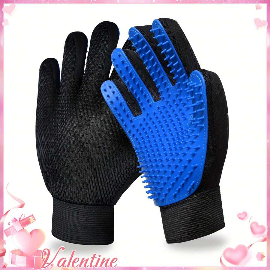 2 Stück Haustier Pflege Handschuhe, Katzen & Hunde Haar Entfernungsbürste, Haustier Massage Bade Handschuhe - Verschiedenfarbig - Übersicht 1