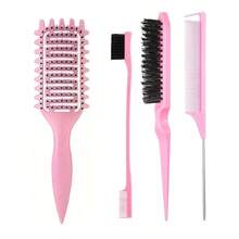 3件套/4件套/5件套软毛卷发梳、三排鬃毛梳、眉刷、定型梳、钢针尖尾梳、长尾梳。卷发造型梳套装,造型工具,沙龙美发师护发配件,美发造型工具,美发造型产品及美发沙龙美容旅行必备品。 - 彩色 - 查看 3