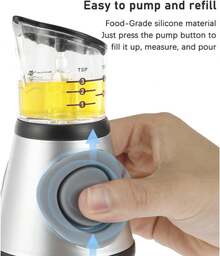 Oil Dispenser Bottle, 17oz Olive Oil Dispenser Oil Sprayer, Clear Glass Refillable Oil And Vinegar Dispenser Bottle With Measuring Scale Pump For Kitchen, Cooking, Salads, Baking Frying - View 9