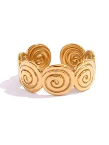 Frminee 2个/1个螺旋漩涡设计，18k镀金不锈钢开口环，波西米亚风格，简约独特设计，防水，适合日常佩戴和度假。 - 彩色 - 查看 9