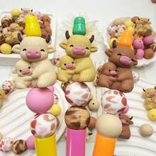 30/53pcs Cow-Themed Silicone Bead Set - Yellow & Brown Cow Parent-Child Design - Adorable Animal Beads - Ideal For DIY Keychains, Necklaces, Bracelets, Decorative Pens, Jewelry And Pendants - Great For Mother's Day, Father's Day, Birthday Gifts - Parent-child Cow Series - View 6