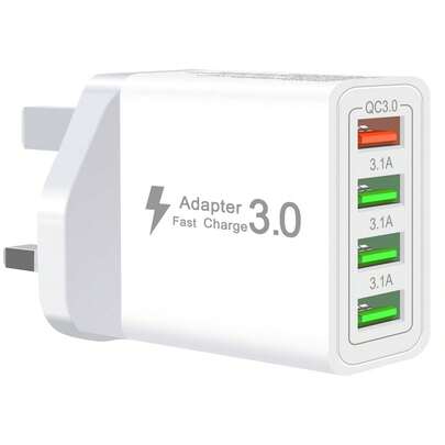 1pc UK Plug Multi-Function Adapter, 33W Wall Charger, USB A Fast Charging, Compatible With IPhone 17 16 15 14 13 12 11 Pro Max X 8