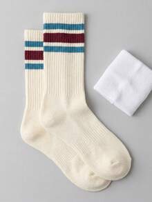 2 Pairs Men's Basketball Socks, 3-Pack, Minimalist Versatile Sports Socks, Suitable For Sports, Outdoor Wear, Great Gift - Multicolor - View 6