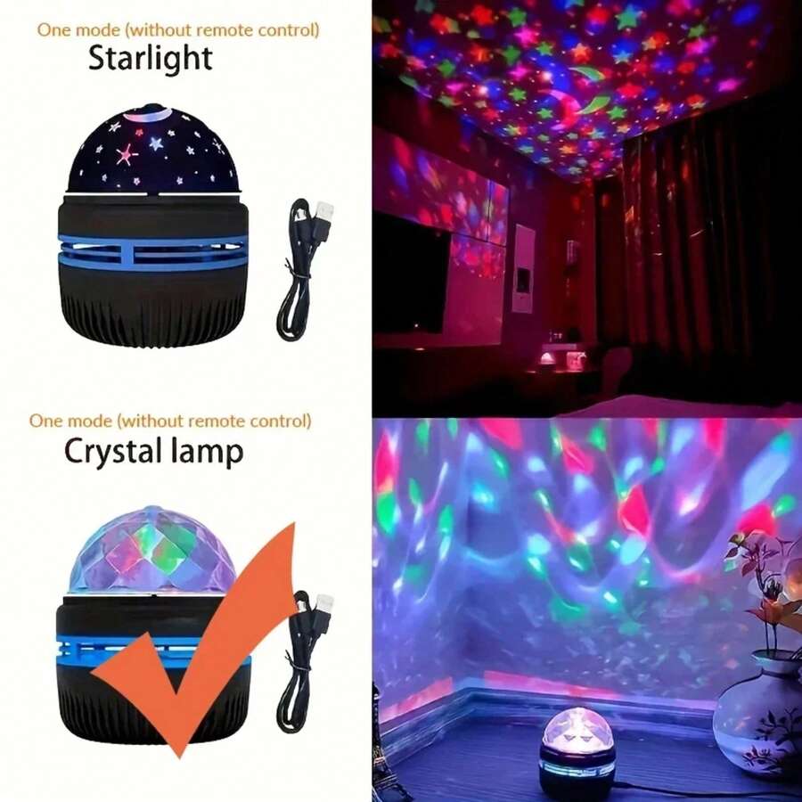 Magical USB Starry Sky LED Projector, Night Lights, Room Decoration, Christmas Remote Control, Colorful Pattern LED Star Lamp L0SC - Crystal Light - View 1