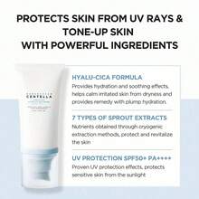 50+ Facial Sunscreen Centella Protector Solar Sunblock Skin Whitening Cream Korean Moisturizing Protector Care Body Sunscreen - 白色 - 查看 6