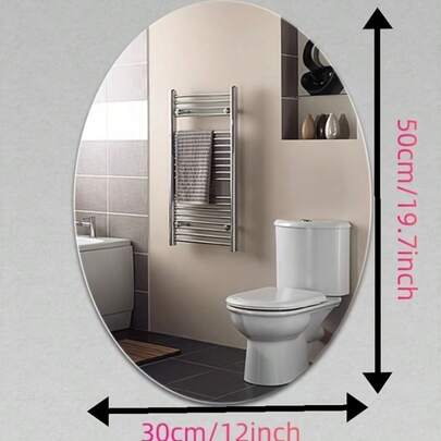 Gương trang điểm hình bầu dục treo tường kích thước 11,81 inch * 19,68 inch * 2mm, dùng trong nhà, có thể đặt trên sàn hoặc dán tự dính, không cần khoan, dùng cho phòng ngủ, dùng để thử toàn thân.