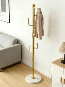 Metal Pole Hanger, Clothes Storage, Hanging Clothes Rack, Freestanding Cactus-Shaped Coat Rack, Floor-Standing Mobile Clothes Rack With Dirty Clothes Basket And Storage Basket, Detachable Long Arm Design, Easy Assembly - Coat Hanger For Home Entryway Or Bedroom | Heavy, Stable, Space-Saving - Vàng - Xem 4