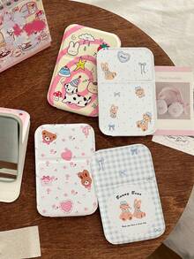1/2pcs Cute Pink Bow Teddy Bear Folding Makeup Mirror, Adjustable Height Desktop Mirror, Portable Travel Pocket Mirror, Mini Handheld Mirror, Multiple Patterns Available, Birthday/Holiday Gift For Her - Multicolor - View 3