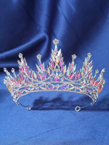 1件装女士银色多功能新娘皇冠头饰，公主婚纱走秀拍摄生日水钻皇冠发饰，奢华优雅 - 彩色 - 查看 6