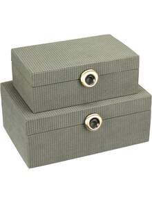 Kit 2 Peças Caixa Decorativa Organizadora Home&Co Sintético Verde g 12x20x30 P 9x15x25cm - Visão 2