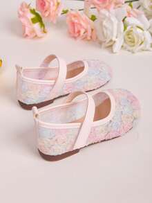 1双女童刺绣网纱芭蕾平底鞋，母女同款，时尚休闲鞋，可爱公主风，柔软轻便圆头，魔术贴设计，适合2-14岁女孩，适合派对、节日、假期穿着（请仔细阅读产品详情） - 彩色 - 查看 5