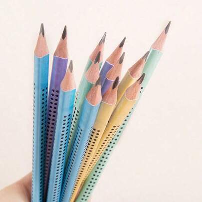 12 lápices HB con borradores, pre-afilados, escritura suave, sin rotura del núcleo, colores aleatorios (amarillo, azul, morado, verde), adecuados para estudiantes, hombres y mujeres, ideales para escribir, principiantes y uso escolar/doméstico, mejor para volver a la escuela, regalos de Navidad, Halloween