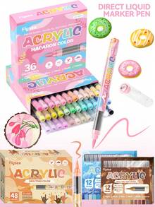 240 Marcadores de Pintura, Marcadores de Punta Acrílica 72 Tonos de Piel & 36 Colores Macaron & 10 Temas de Color 12/24 Colores Degradados, Dibujo, Regreso a la Escuela - Multicolor - Ver 3