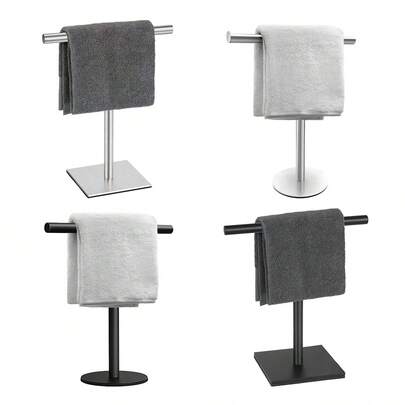 1pc Stainless Steel Towel Bar, Suitable For Bathroom Vanity Countertop. Matte Black T-Shaped Towel Rack Holder, Can Be Used In Bathroom And Kitchen.
