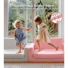 Sofá convertible 3 en 1 extra ancho para niños sofá plegable abierto para tumbona cómoda silla para niños sofá cama para niños pequeños lavable a máquina sofá cama para niños para divertirse o - Gris - Ver 6