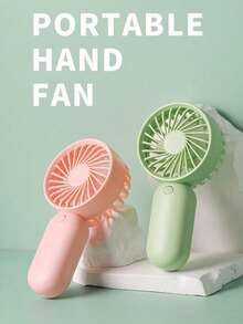 1pc Solid Color Minimalist Hand Fan, Mini Handheld Fan Powered By AA Battery (Battery Not Included), Portable Cooling Fan For Summer - Multicolor - View 3