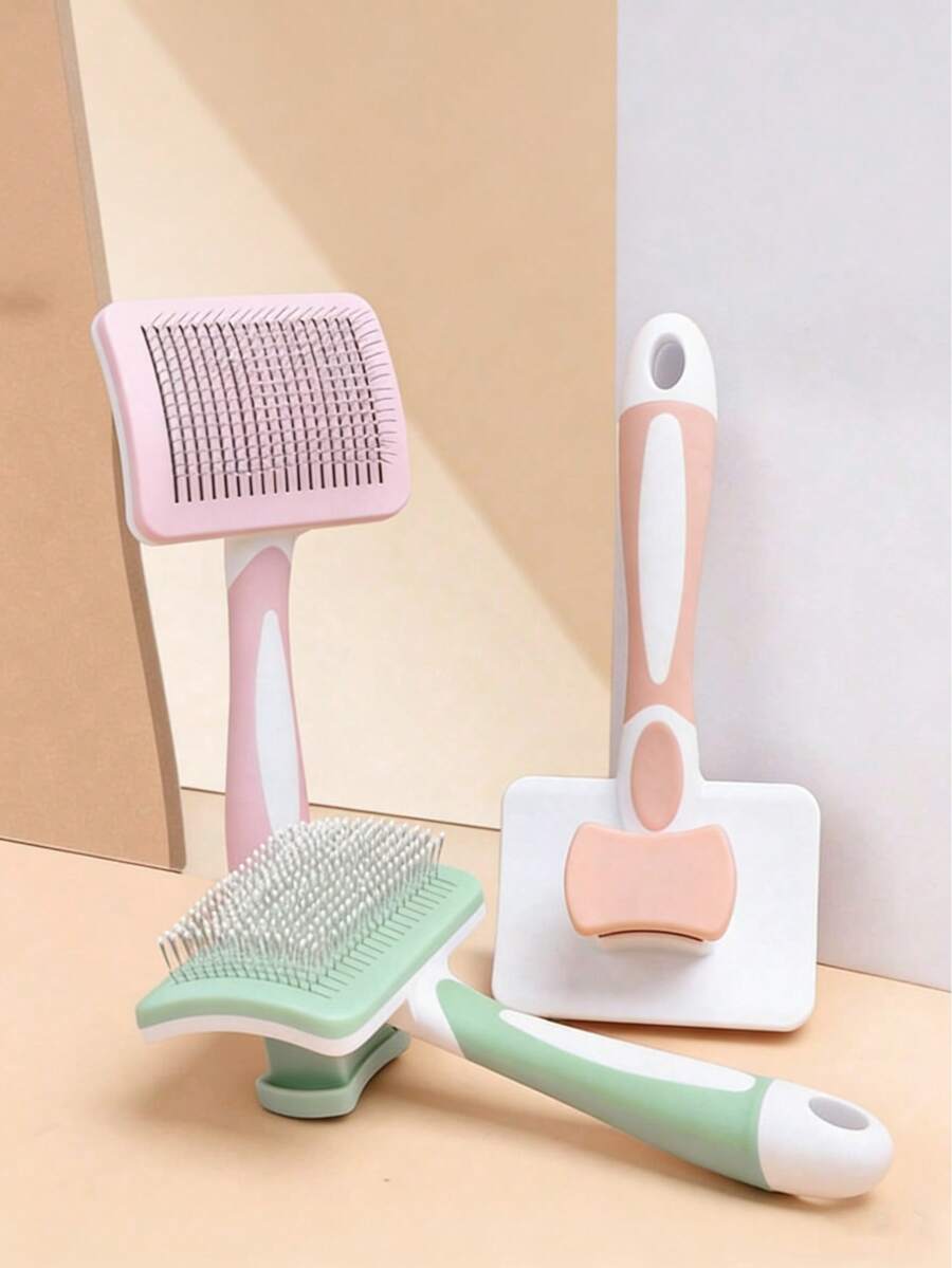 1支宠物梳毛刷，犬猫专用去毛工具，狗狗用品，猫咪用品，猫咪专用梳子，自清洁动物顺毛刷 - 宠物去毛梳毛刷 - 减少高达90%的掉毛，去除毛结，清洁狗狗毛发污垢和脱落毛发 - 宠物爱好者的理想礼物 - 彩色 - 查看 1