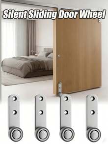Heavy Duty Quiet Sliding Door Wheel Set, Includes 4 Rollers And 8 Screws, Metal Structure With Directional Wheels, Suitable For Bed Frame Storage Cabinet, Storage Box, Sliding Track, Sliding Door Hardware - Multicolor - View 2