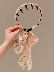 1pc INS Style Early Spring/Summer Wide-Banded Small Floral Headband, Silk Ribbon Headband, Non-Slip, Retro Pastoral Sweet Gentle Elegant Daily Wear, Minimalist Fashion Women Headpiece, Headband, Ladies Hair Accessory, Home Decor Beauty Gift - Multicolor - View 6