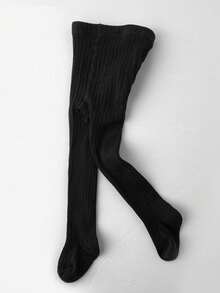 1pc Girl/ Spring & Autumn Leggings With Feet - Black - View 2