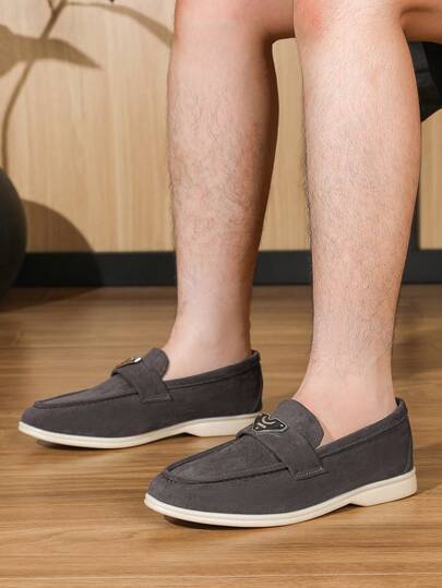 Men's Loafers Round Toe 2026 Spring Summer New Versatile Men's Casual Shoes Business Formal Work Shoes British Style Loafers Flat Comfortable Breathable Soft Bottom Handmade Large Size Men's Shoes 43-46