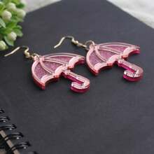 Glitter Raindrop Earrings, Glossy Pink Acrylic Long Pendant Earrings, Cute & Fashionable Jewelry Gift For Women - Multicolor - View 6
