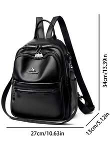 Women's Large Capacity Pure Color Fashion Simple Retro Backpack 2026 New Style Cross-Border PU Material Travel Backpack Sac A Dos - Black - View 5