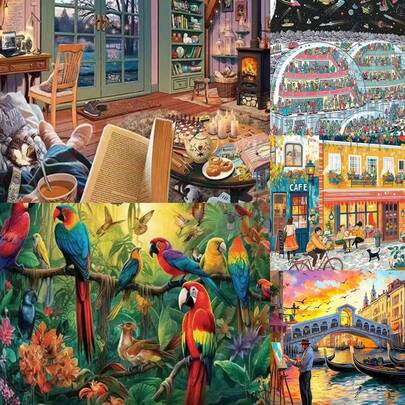 1000pcs Puzzle Toy, Size 70cm*50cm, Oil Painting Landscape & Cartoon Pattern, Adult Stress Relief, Decorative Art, Suitable For Halloween, Christmas, Birthday Gift