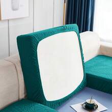 1-Seater 2pcs Set / 2-Seater 3pcs Set / 3-Seater 4pcs Set Waterproof Jacquard Big Leaf Sofa Seat Cushion Cover, Elastic Jacquard Sofa Slipcover, Furniture Seat Pad, Machine Washable - Lake Green - View 7