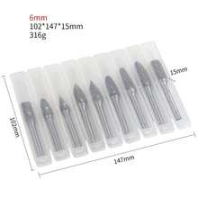 5/9/10件套钨钢旋转锉刀组，1/4英寸（6毫米）柄径双刃雕刻刀头，尺寸分别为6x10毫米/3x6毫米，多功能切割研磨工具，适用于金属/木材/石材加工。 - 鎢鋼磨頭 - 查看 5