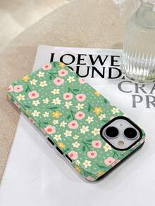 1个清新绿色花卉波点粉色亮面二合一硬壳手机壳，兼容三星/兼容 11/12/13/14/15/16/17 Pro Max - 彩色 - 查看 3