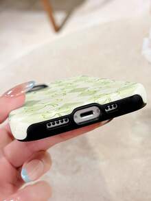 1pc Minimalist Fresh Retro Collegiate Clover Pattern Glossy 2-In-1 Phylon Phone Case, Suitable For Samsung/ 11/12/13/14/15/16/17 Pro Max - Multicolor - View 5