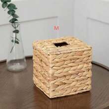 1pc Bohemian Style Natural Rattan Hand-Woven Tissue Box With Lid, Square Woven Tissue Storage Box, Durable And Easy To Clean, Cube Storage Box, Suitable For Home/Living Room/Office/Bathroom - Ginger - View 10