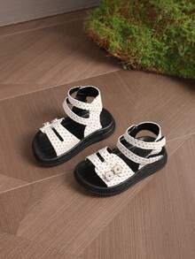 Giày sandal cao cổ thời trang cho trẻ sơ sinh, có khóa dán và dây xích kim loại đan chéo. - Màu be - Xem 1