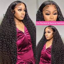 30 Inch Deep Wave Lace Front Wigs Human Hair Pre Plucked 200% Density 13x4 HD Lace Front Wigs Human Hair With Baby Hair Deep Curly Wet And Wavy Human Hair Wigs For Women - SNatural - 查看 5
